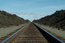 Railroad Tracks through Lava Fields