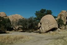 Dispersed camp with rock