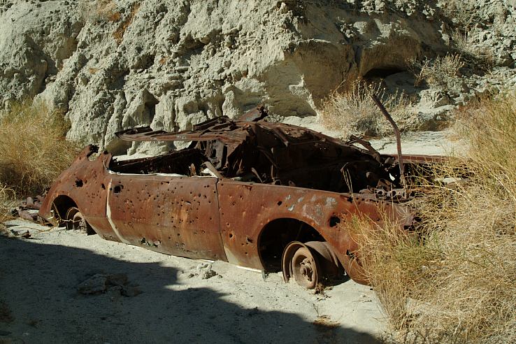 Old vehicle in canyon